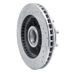 Chevrolet Suburban Brake Rotor (1) - Front Right - R1 Concepts - Drilled & Slotted - Silver - `92-`02